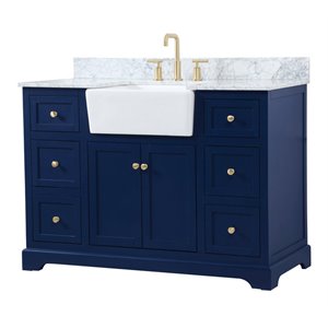Elegant Decor Franklin 48&quot Aluminum MDF Single Bathroom Vanity in Blue