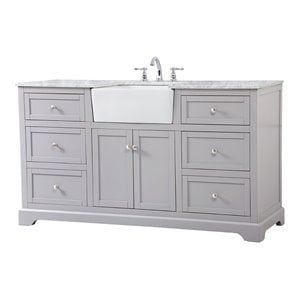 Elegant Decor Franklin 60&quot Aluminum MDF Single Bathroom Vanity in Gray