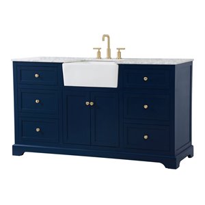 Elegant Decor Franklin 60&quot Aluminum MDF Single Bathroom Vanity in Blue