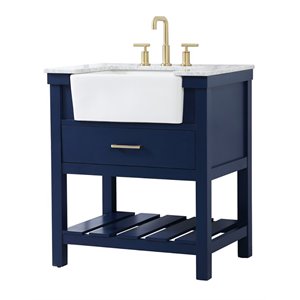 Elegant Decor Clement 30&quot Aluminum MDF Single Bathroom Vanity in Blue