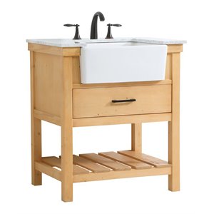 Elegant Decor Clement 30&quot Aluminum MDF Single Bathroom Vanity in Natural Wood