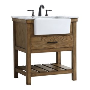 Elegant Decor Clement 30&quot Aluminum MDF Single Bathroom Vanity in Driftwood