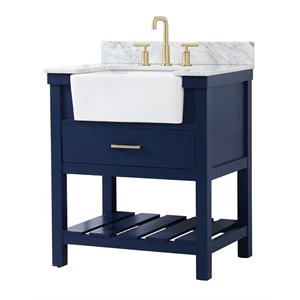 Elegant Decor Clement 30&quot MDF Single Bathroom Vanity with Backsplash in Blue