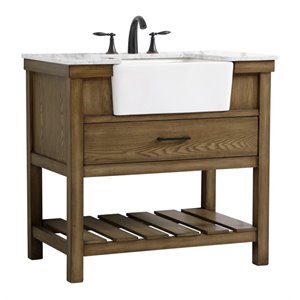 Elegant Decor Clement 36&quot Aluminum MDF Single Bathroom Vanity in Driftwood