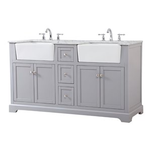 Elegant Decor Franklin 60&quot Aluminum MDF Double Bathroom Vanity in Gray