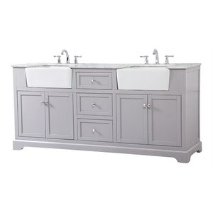 Elegant Decor Franklin 72&quot Aluminum MDF Double Bathroom Vanity in Gray