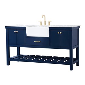 Elegant Decor Clement 60&quot Aluminum MDF Single Bathroom Vanity in Blue
