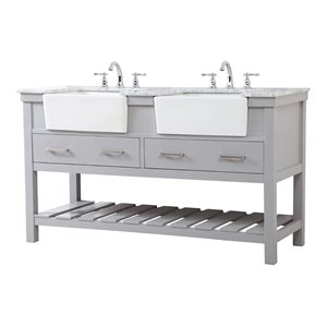 Elegant Decor Clement 60&quot Aluminum MDF Double Bathroom Vanity in Gray
