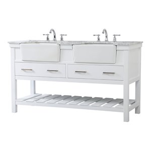 Elegant Decor Clement 60&quot Aluminum MDF Double Bathroom Vanity in White