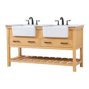 Elegant Decor Clement 60&quot Aluminum MDF Double Bathroom Vanity in Natural Wood