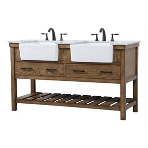 Elegant Decor Clement 60&quot Aluminum MDF Double Bathroom Vanity in Driftwood