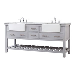 Elegant Decor Clement 72&quot Aluminum MDF Double Bathroom Vanity in Gray