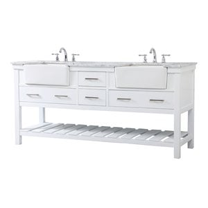 Elegant Decor Clement 72&quot Aluminum MDF Double Bathroom Vanity in White