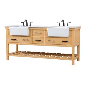 Elegant Decor Clement 72&quot Aluminum MDF Double Bathroom Vanity in Natural Wood