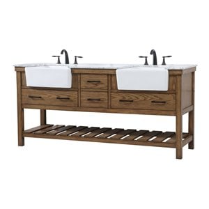Elegant Decor Clement 72&quot Aluminum MDF Double Bathroom Vanity in Driftwood