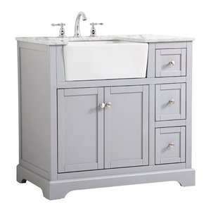 Elegant Decor Franklin 36&quot Aluminum MDF Single Bathroom Vanity in Gray
