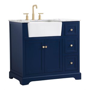 Elegant Decor Franklin 36&quot Aluminum MDF Single Bathroom Vanity in Blue