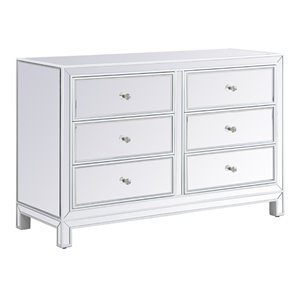 Elegant Decor Reflexion 48&quot 6-Drawer Metal MDF Mirrored Cabinet in White