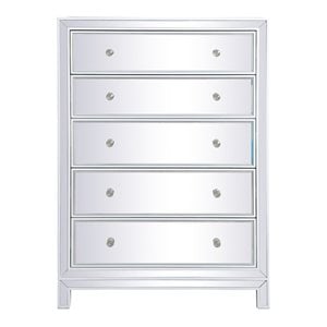 Elegant Decor Reflexion 34&quot 5-Drawer Metal MDF Mirrored Cabinet in White