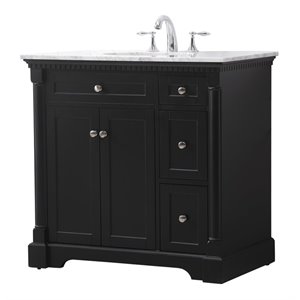 Elegant Decor Clarence 36&quot Solid Wood Metal Single Bathroom Vanity Set in Black