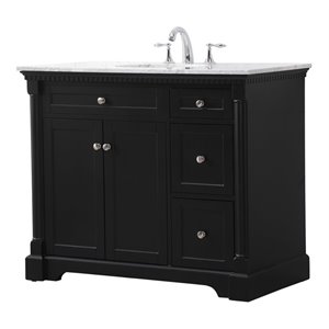 Elegant Decor Clarence 42&quot Solid Wood Metal Single Bathroom Vanity Set in Black