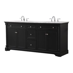 Elegant Decor Clarence 72&quot Solid Wood Metal Double Bathroom Vanity Set in Black