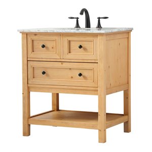 Elegant Decor Metropolis 30&quot Aluminum MDF Single Bathroom Vanity in Natural Wood