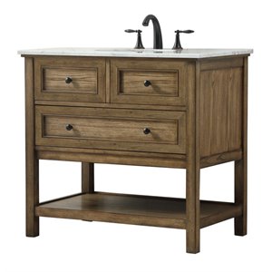 Elegant Decor Metropolis 36&quot Aluminum MDF Single Bathroom Vanity in Driftwood