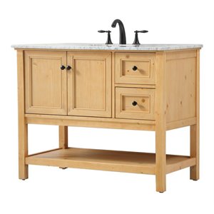 Elegant Decor Metropolis 42&quot Aluminum MDF Single Bathroom Vanity in Natural Wood