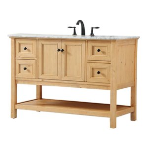 Elegant Decor Metropolis 48&quot Aluminum MDF Single Bathroom Vanity in Natural Wood