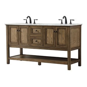Elegant Decor Metropolis 60&quot Aluminum MDF Double Bathroom Vanity in Driftwood