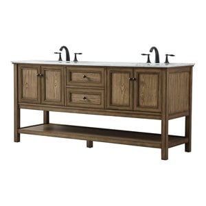 Elegant Decor Metropolis 72&quot Aluminum MDF Double Bathroom Vanity in Driftwood