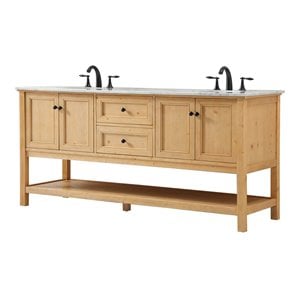 Elegant Decor Metropolis 72&quot Aluminum MDF Double Bathroom Vanity in Natural Wood
