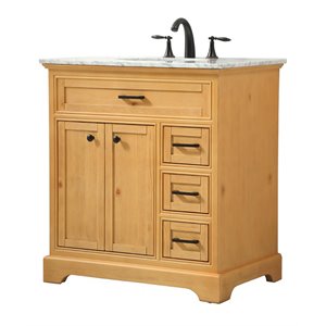 Elegant Decor Americana 32&quot Aluminum MDF Single Bathroom Vanity in Natural Wood