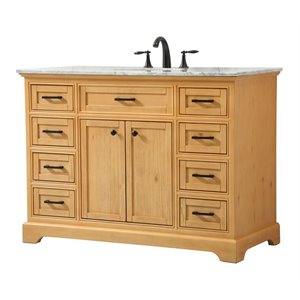 Elegant Decor Americana 48&quot Aluminum MDF Single Bathroom Vanity in Natural Wood