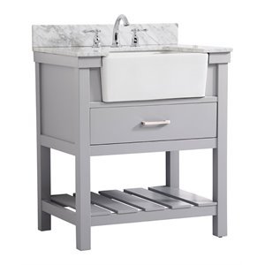 Elegant Decor Clement 30&quot MDF Single Bathroom Vanity with Backsplash - Gray
