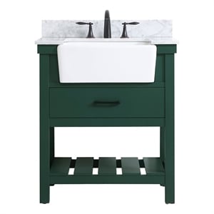 Elegant Decor Clement 30&quot Wood Single Bathroom Vanity with Backsplash in Green