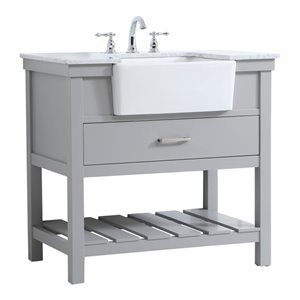Elegant Decor Clement 36&quot Aluminum MDF Single Bathroom Vanity in Gray Finish