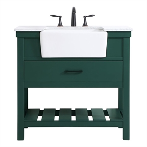 Elegant Decor Clement 36&quot Wood Single Bathroom Vanity in Green
