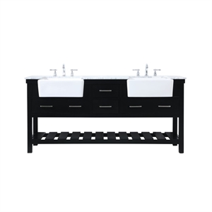 Elegant Decor Clement 72&quot Wood Double Bathroom Vanity in Black