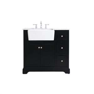 Elegant Decor Franklin 36&quot Wood Single Bathroom Vanity in Black