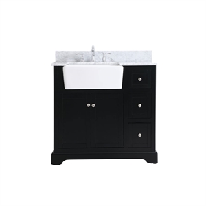Elegant Decor Franklin 36&quot Wood Single Bathroom Vanity with Backsplash in Black