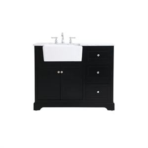 Elegant Decor Franklin 42&quot Wood Single Bathroom Vanity in Black