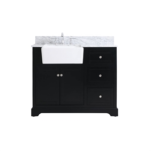 Elegant Decor Franklin 42&quot Wood Single Bathroom Vanity with Backsplash in Black