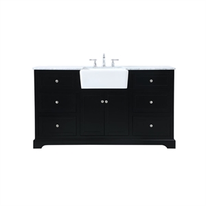 Elegant Decor Franklin 60&quot Wood Single Bathroom Vanity in Black
