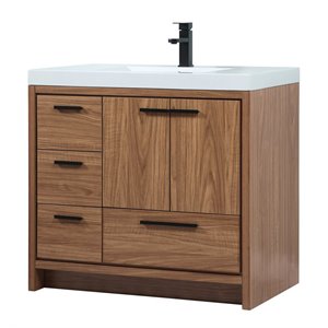 Elegant Decor Wyatt 36&quot Aluminum MDF Single Bathroom Vanity in Walnut Brown