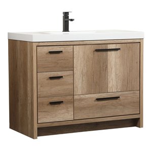 Elegant Decor Wyatt 42&quot Aluminum MDF Single Bathroom Vanity in Natural Oak