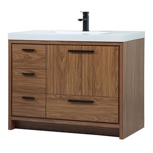 Elegant Decor Wyatt 42&quot Aluminum MDF Single Bathroom Vanity in Walnut Brown