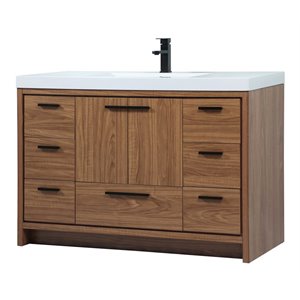 Elegant Decor Wyatt 48&quot Aluminum MDF Single Bathroom Vanity in Walnut Brown