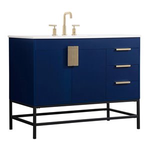 Elegant Decor Eugene 42&quot Aluminum MDF Single Bathroom Vanity in Blue